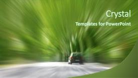  Presentation with forest road green - Cool new PPT layouts with car in motion blur driving backdrop and a tawny brown colored foreground