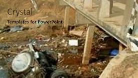  Presentation with tsunami - Cool new presentation theme with car-in-river-under-bridge backdrop and a coral colored foreground