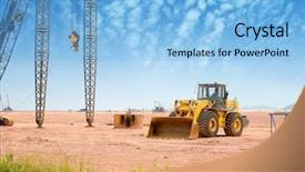  Presentation with bulldozer - Colorful PPT layouts enhanced with car industry - bulldozer on a building site backdrop and a light blue colored foreground