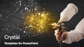  Presentation with golden car - Slide set having car industry - worker with airbrush painting background and a dark gray colored foreground