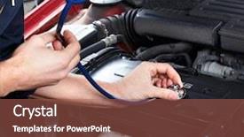  Presentation with repair shop - PPT layouts featuring car inspection in auto repair background and a coral colored foreground