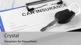  Presentation with car key - Colorful slide set enhanced with car insurance form and key backdrop and a light gray colored foreground