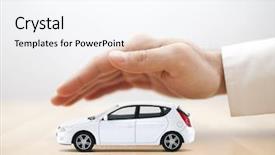  Presentation with insurance - Presentation theme consisting of car insurance background and a sky blue colored foreground