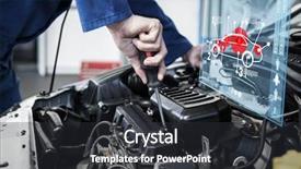  Presentation with car engine - Colorful presentation design enhanced with car interface against mechanic using backdrop and a dark gray colored foreground