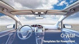  Presentation with automotive interior inside car - Cool new slide deck with car interior backgroun no people backdrop and a ocean colored foreground