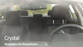  Presentation with automotive interior inside car - PPT theme consisting of car interior behind flaring reflections background and a gray colored foreground