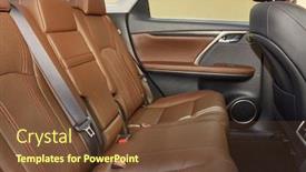  Presentation with leather - Audience pleasing PPT theme consisting of car-interior-with-leather-seats backdrop and a tawny brown colored foreground