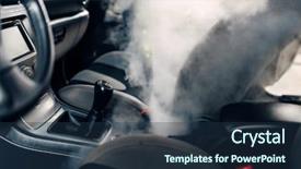  Presentation with car cleaning - Beautiful presentation featuring car interior with steam backdrop and a tawny brown colored foreground