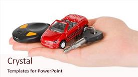  Presentation with hybride car - Presentation theme having car isolated on white background background and a lemonade colored foreground