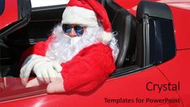  Presentation with sports car - Presentation theme enhanced with car isolated on white room background and a red colored foreground