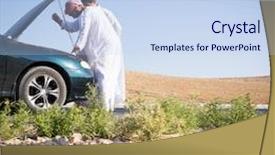  Presentation with issue - Audience pleasing theme consisting of car issue on the road backdrop and a sky blue colored foreground