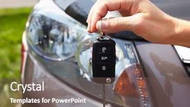  Presentation with auto dealership - Slide deck consisting of car key auto dealership concept background and a violet colored foreground