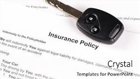  Presentation with car key - Colorful presentation theme enhanced with car key on an insurance backdrop and a white colored foreground