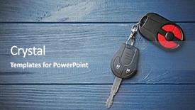  Presentation with car key - Slide set consisting of car key on blue table background and a seafoam green colored foreground