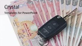  Presentation with uae education - Slide deck enhanced with car key on uae dirhams background and a soft green colored foreground