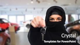  Presentation with car key - Presentation design featuring car key over car show background and a black colored foreground