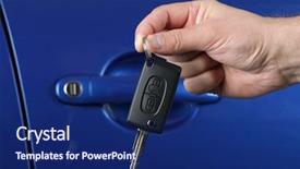  Presentation with car rental - PPT theme featuring car key to a customer background and a navy blue colored foreground
