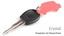  Presentation with car key - Slide deck featuring car key with charm isolated on white background and a white colored foreground