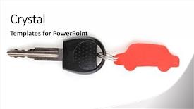  Presentation with car key - Colorful presentation design enhanced with car key with charm isolated backdrop and a white colored foreground
