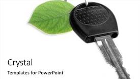  Presentation with car key - Beautiful presentation theme featuring car key with green leaf backdrop and a white colored foreground