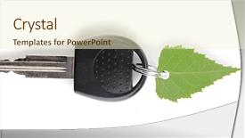  Presentation with car key - PPT theme consisting of car key with green leaf background and a cream colored foreground