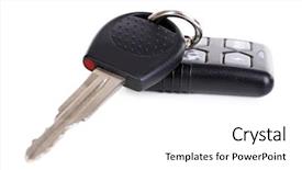  Presentation with key control - Theme consisting of car key with remote control isolated on white background and a white colored foreground