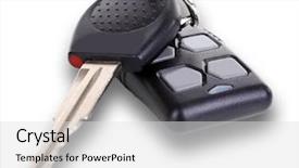  Presentation with key control - PPT theme having sales alarm systems - car key with remote control background and a light gray colored foreground