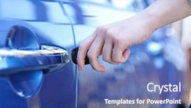  Presentation with lock key - Audience pleasing slide set consisting of car key in woman's hand backdrop and a  colored foreground
