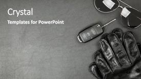  Presentation with car racing - Presentation design featuring car keys and driving gloves background and a gray colored foreground