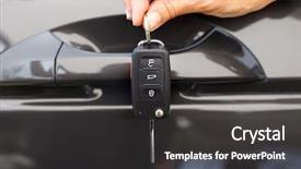  Presentation with auto dealership - Slides featuring driver license - car keys auto dealership concept background and a dark gray colored foreground