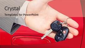  Presentation with auto dealership - Audience pleasing theme consisting of panorama with blue and red backdrop and a lemonade colored foreground