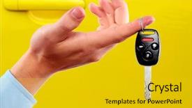  Presentation with auto dealership - Cool new PPT layouts with car keys auto dealership concept backdrop and a gold colored foreground