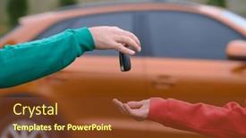  Presentation with keys - Presentation theme with car-keys-handshake-seller and a tawny brown colored foreground