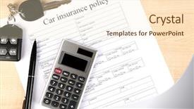  Presentation with insurance - Amazing theme having car keys on insurance documents backdrop and a cream colored foreground