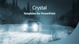  Presentation with winter forest - Amazing PPT theme having car lights in winter forest backdrop and a tawny brown colored foreground