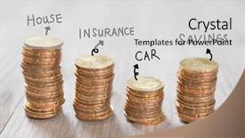  Presentation with loan car - Slide deck consisting of car loan - coins stack in row background and a light gray colored foreground