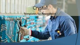  Presentation with mechanic tools - Slide deck with maintenance - young mechanic taking some tools background and a soft green colored foreground