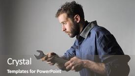  Presentation with aircraft mechanic tools - Cool new PPT theme with car manufacturer - auto mechanic with spanner backdrop and a gray colored foreground