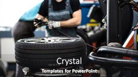  Presentation with mechanic shop - Slide set having car-mechanic-changing-tires background and a dark gray colored foreground