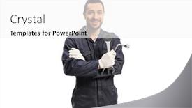  Presentation with car key - Presentation theme enhanced with car-mechanic-holding-a-wrench background and a white colored foreground