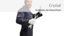  Presentation with mechanic - PPT theme featuring car-mechanic-holding-a-wrench background and a white colored foreground