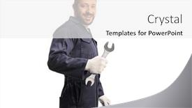  Presentation with shoulder - Presentation theme with car-mechanic-holding-a-wrench background and a white colored foreground