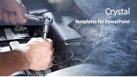  Presentation with auto repair - Audience pleasing slide set consisting of car mechanic in auto backdrop and a ocean colored foreground