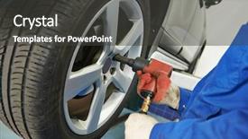  Presentation with car service - Cool new presentation theme with car mechanic screwing or unscrewing backdrop and a dark gray colored foreground