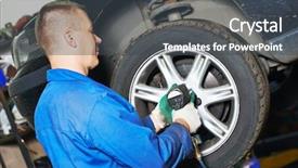  Presentation with car brake - Slide set enhanced with car mechanic screwing or unscrewing background and a dark gray colored foreground