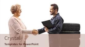  Presentation with mechanic - Presentation theme enhanced with car-mechanic-shaking-hand background and a coral colored foreground