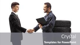  Presentation with mechanic - Slides consisting of car-mechanic-shaking-hand background and a  colored foreground