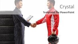  Presentation with shaking hands - Presentation theme enhanced with car-mechanic-shaking-hands background and a white colored foreground