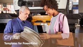  Presentation with inspection - Cool new presentation with car-mechanic-shows-customer backdrop and a tawny brown colored foreground