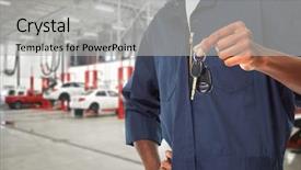  Presentation with car key - Slide deck consisting of car mechanic with key background and a light gray colored foreground